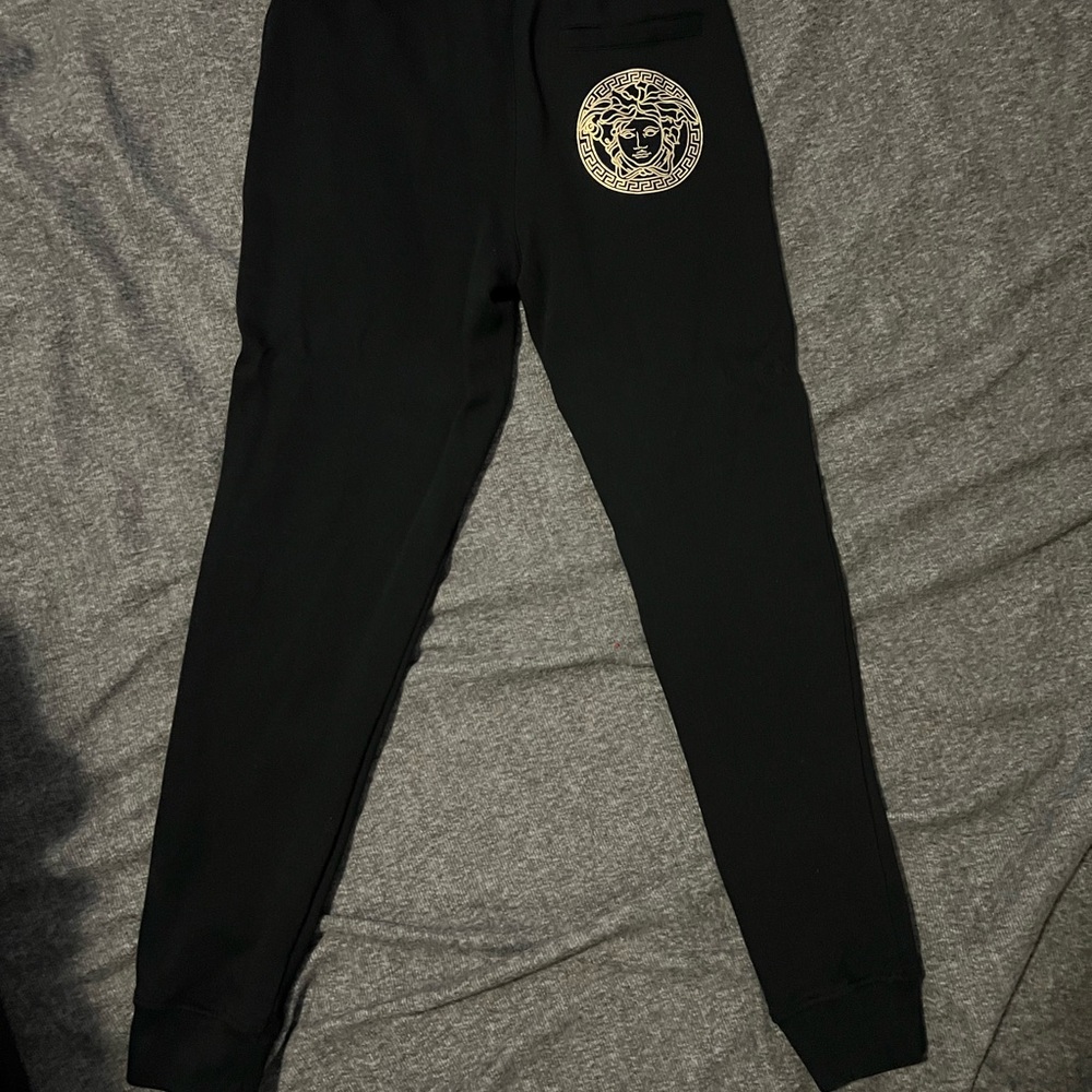 Versace Kids Black Joggers with Gold Medusa Logo